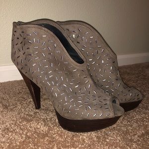 Carlos Taupe faux-suede Rock Star ankle boots 9.5